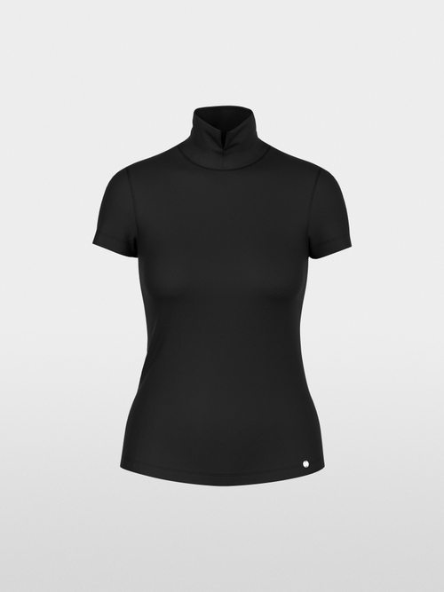 Stretch cotton shirt with raised collar