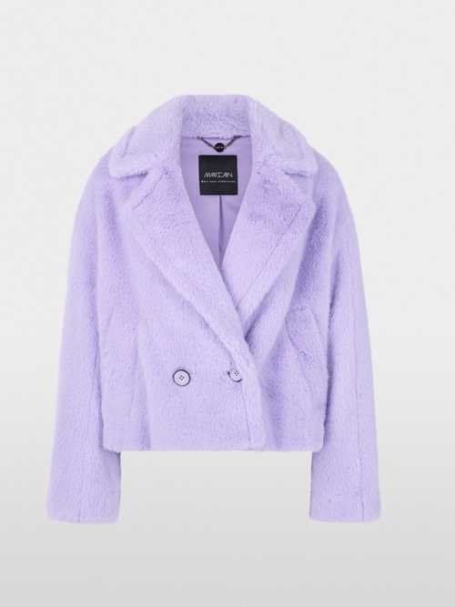 Short faux fur outdoor coat