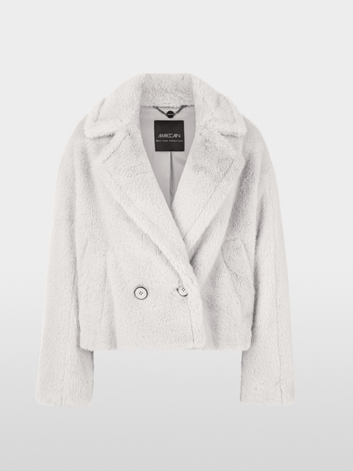 Short faux fur outdoor coat