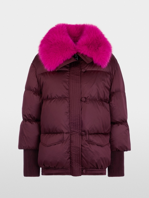 Quilted jacket with fur collar