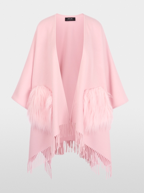 Cape with faux fur pockets