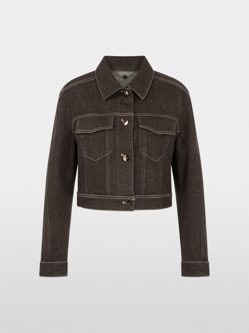 Short denim jacket with lurex