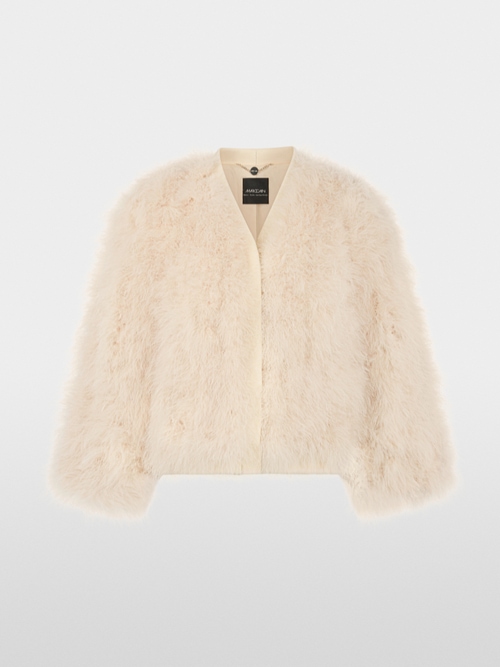 Short jacket with feathers