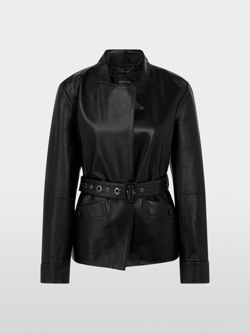 Cropped leather jacket