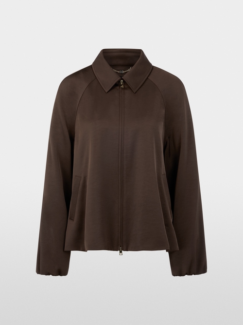 Flared jacket in shiny material