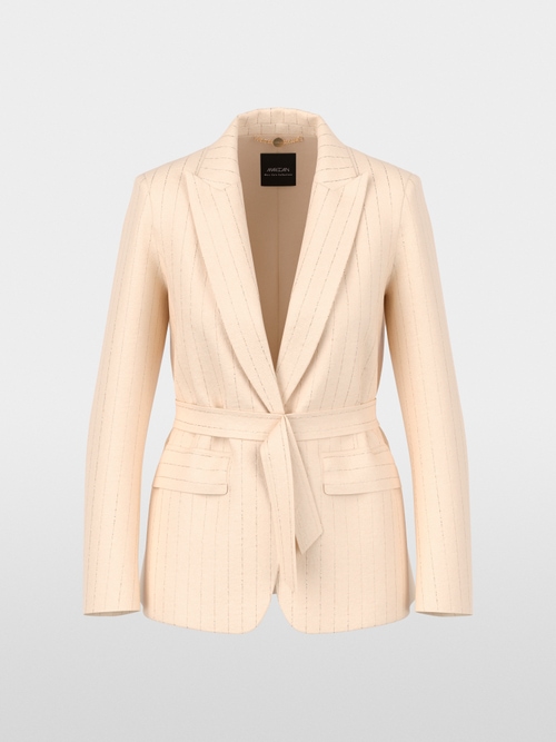 Pinstriped blazer with tie belt