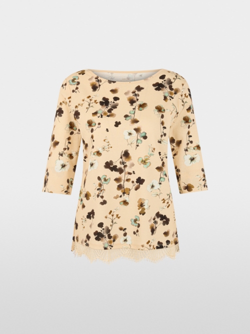 T-shirt à fleurs avec bordure en dentelle