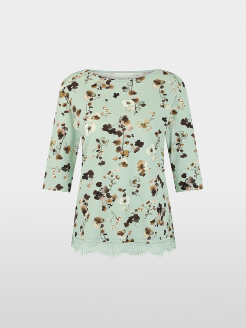 T-shirt à fleurs avec bordure en dentelle
