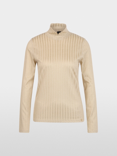 Lurex ribbed shirt with stand-up collar