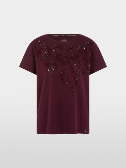 T-shirt with sequinned embroidery