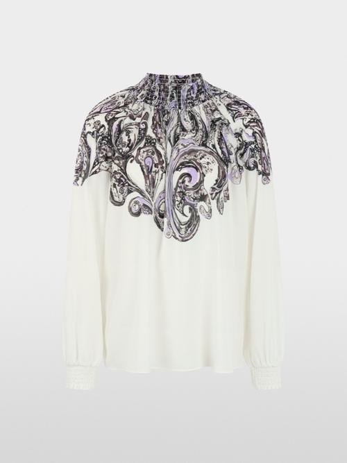 High-necked blouse with print