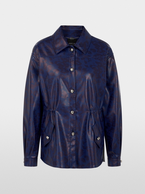 Faux leather blouse with leopard print