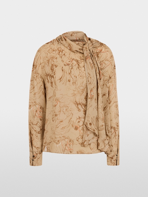 Bow blouse with horse print