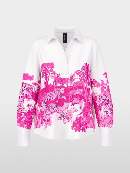 Blouse with graphic leopard print