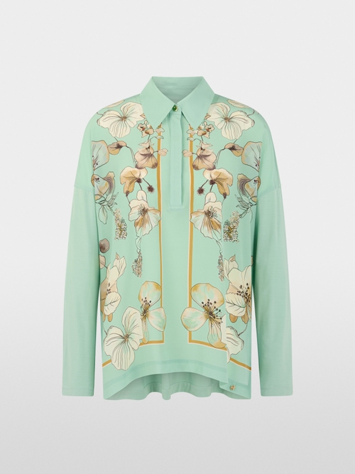 Shirt blouse in blend of materials