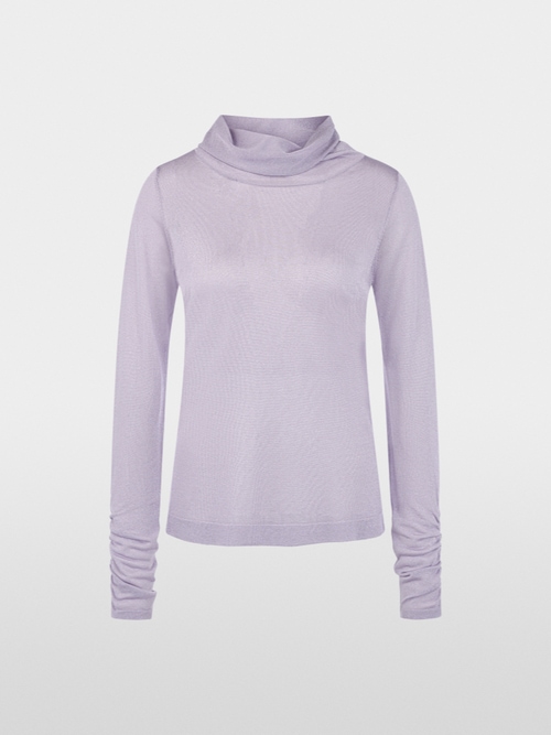 Turtleneck top with sheen and ruffles