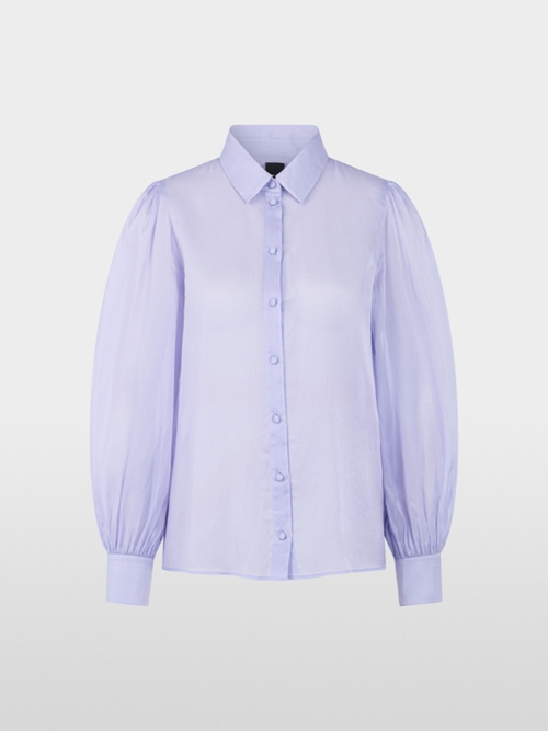 Puff-sleeve blouse with fabric buttons