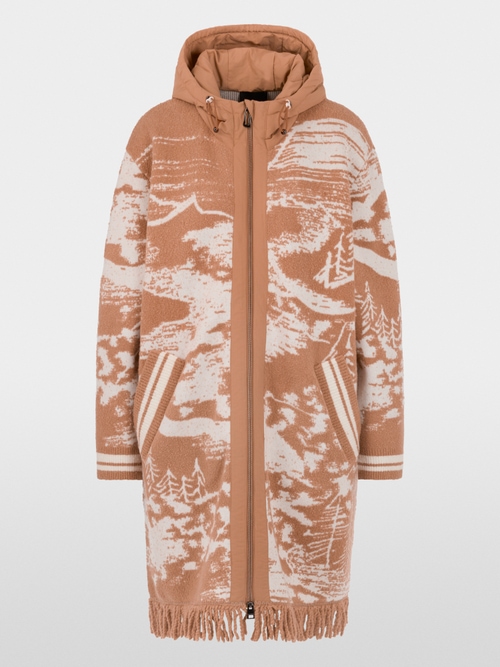 Bouclé coat with jacquard pattern