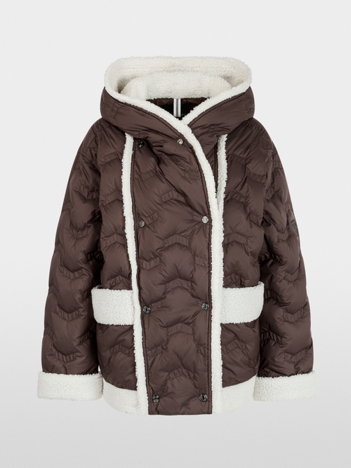 Down jacket with curly teddy fleece
