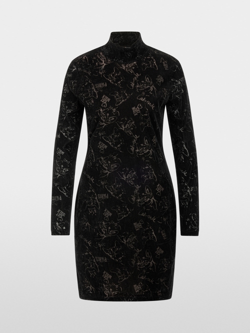 Midi dress with cat print