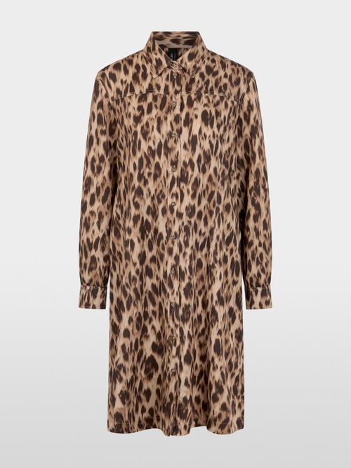 Shirt-style dress with leopard print