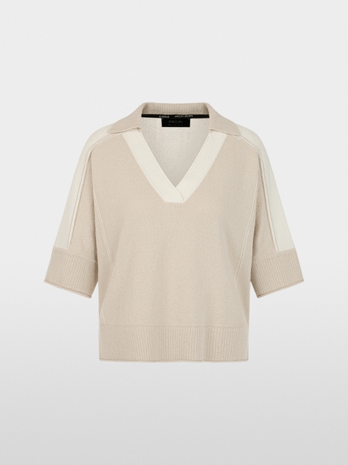 Two-tone V-neck jumper
