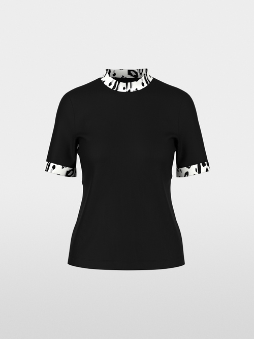 T-shirt with leopard-print sleeves