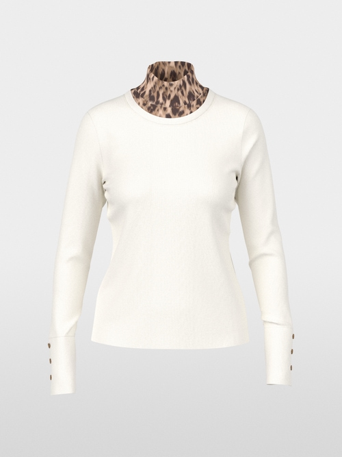 Long-sleeve top with leo-print roll neck