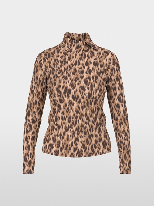 Long-sleeved leopard print roll neck top