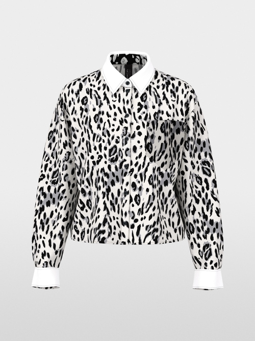 Cotton blouse with leopard print