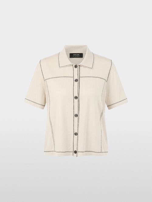 Polo en maille fine mélange laine