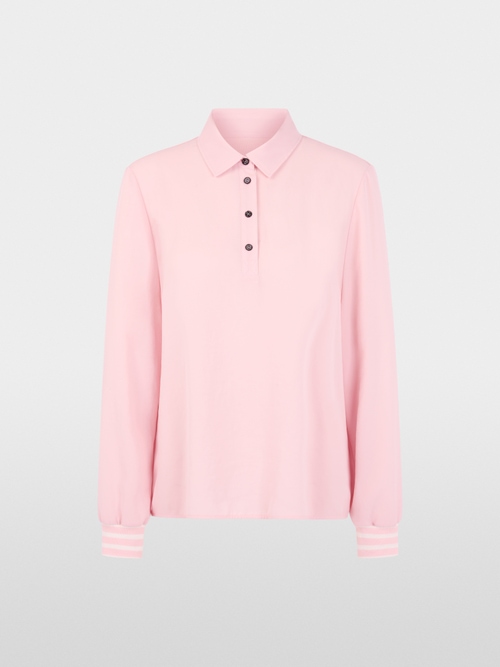Blouse with polo collar and flounce