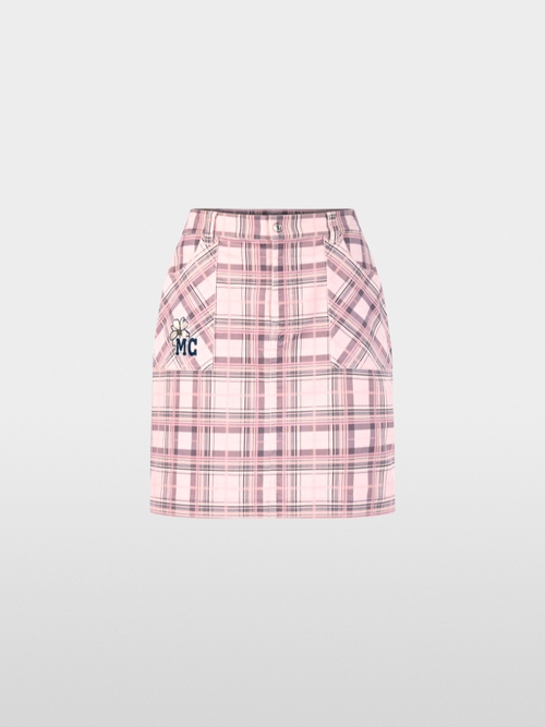 Delicate check & embroidery cord skirt
