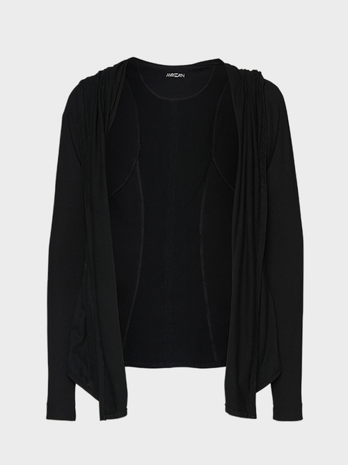 Fein gerippte Jacke mit Volant