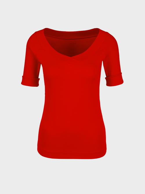 Elastisches Shirt mit V-Ausschnitt