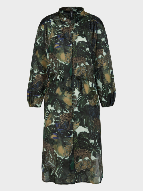 Bedrucktes Hemdblusenkleid mit Seide