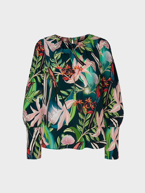 Print-Bluse aus Viskose und Seide