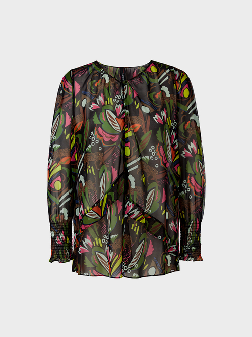 Feminine Print-Bluse mit Volants