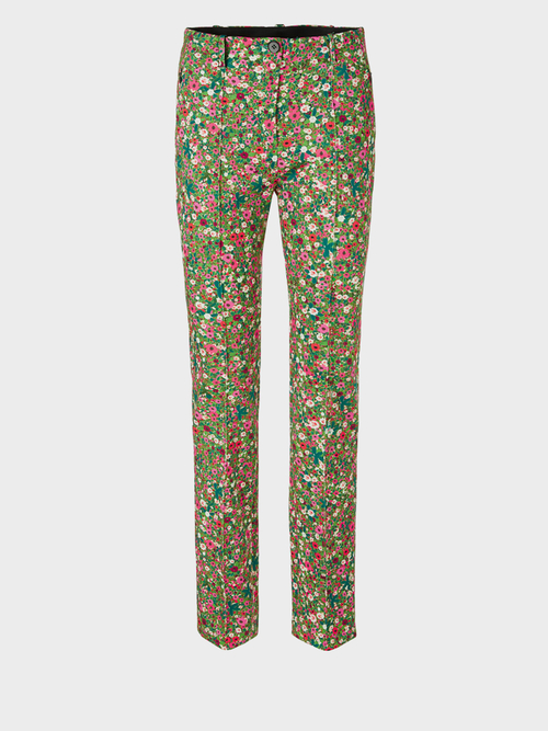 Stretch-Hose mit Millefleurs-Print