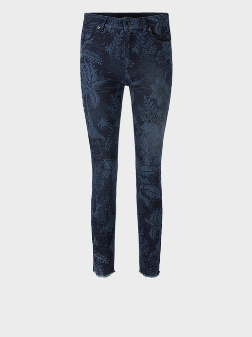 Bedruckte High-Waist-Röhrenjeans