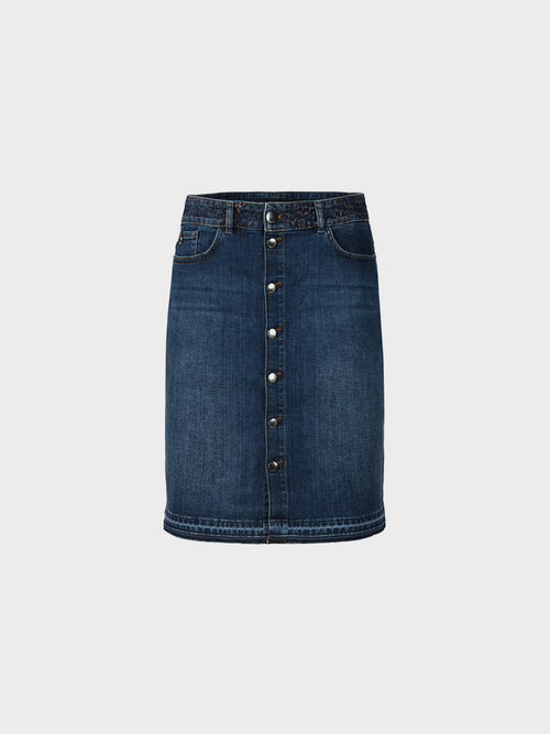 Denim skirt with leopard details