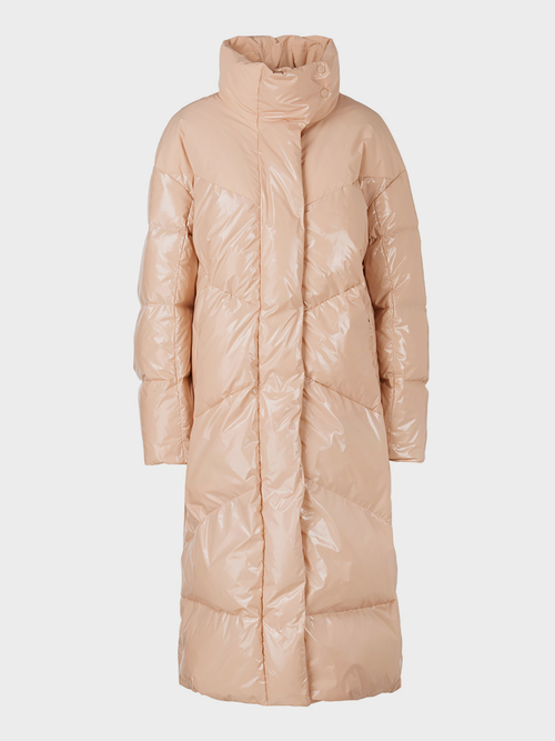 Down coat with a glossy finish