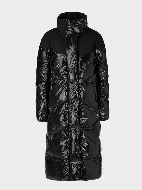 Down coat with a glossy finish
