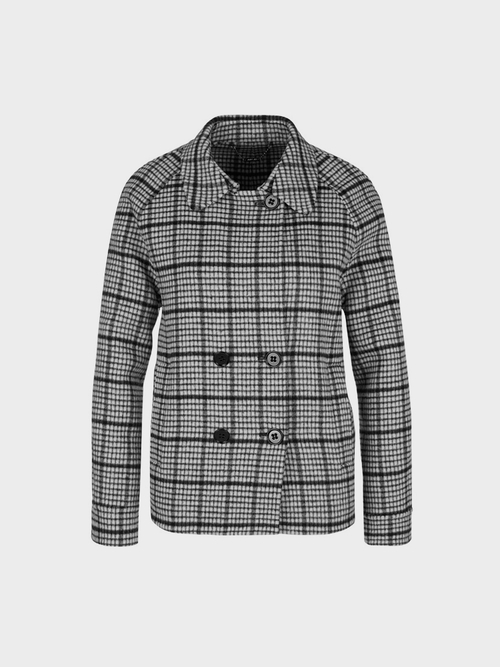 Pea coat with checked pattern