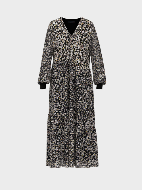 Maxi-jurk van fil coupé met millefleurs