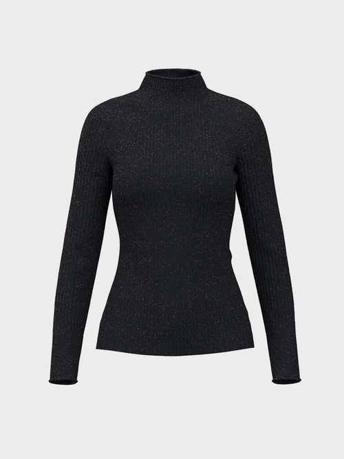 Rippstrickpullover mit Glittergarn