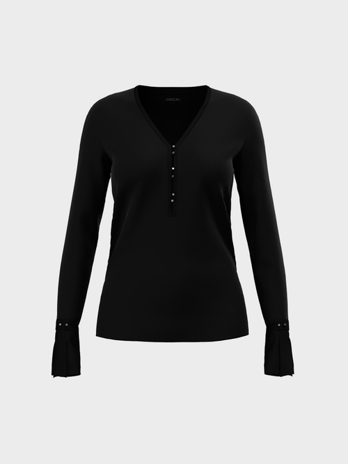 Jerseyshirt mit Blusendetails aus Seide
