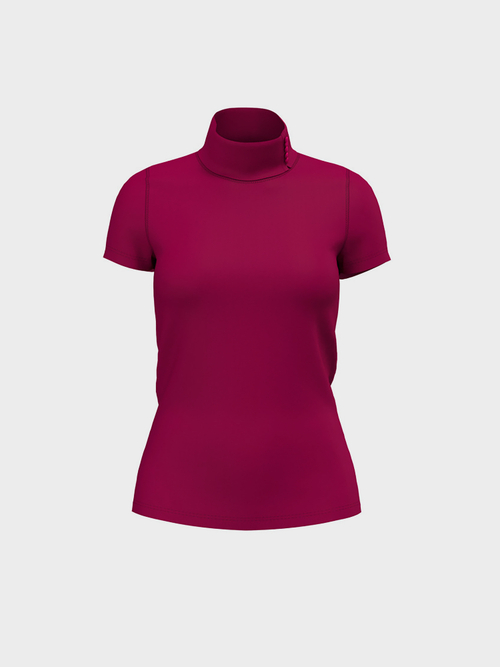 Jersey T-shirt with roll-neck