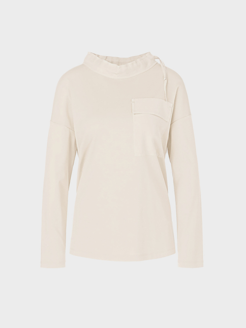 Jersey top with silk appliqués