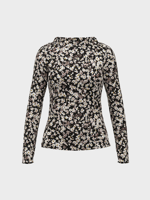 Floral ribbed cotton top